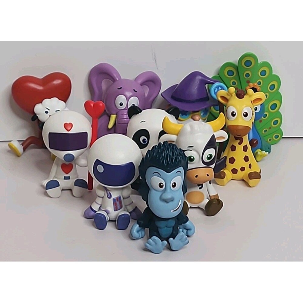 Lot Of 10 2" Vee Friends Vinyl Figures Wizard Peacock Giraffe Elephant Panda Cow
